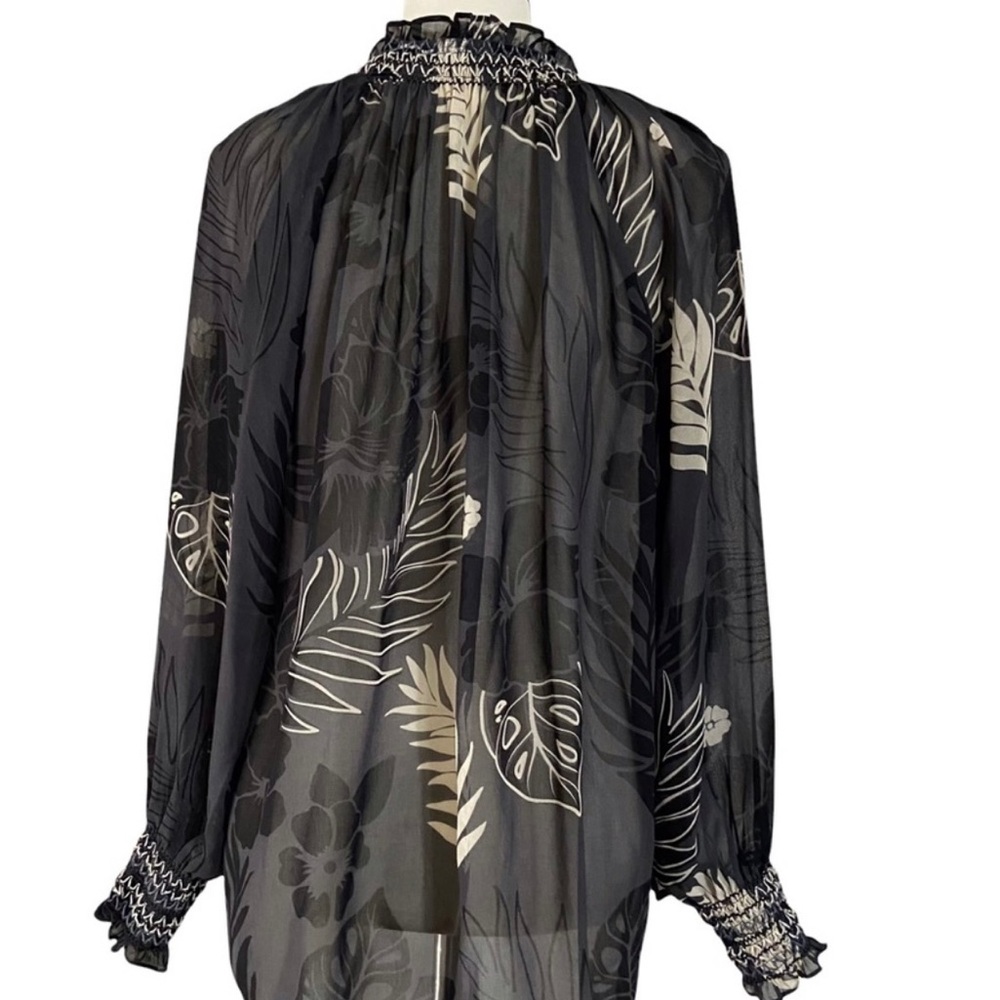 CAbi 5597 Aloha Blouse Sheer Floral Peasant XL - Picture 2 of 8